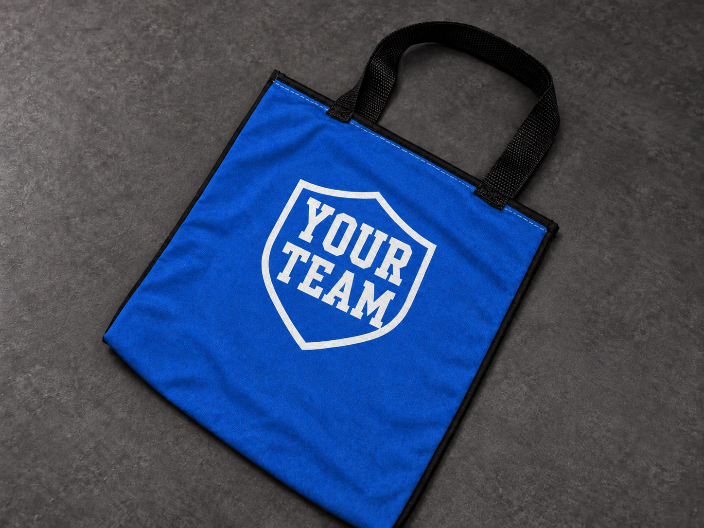 Illustrative blue exterior with a white YOUR TEAM shield